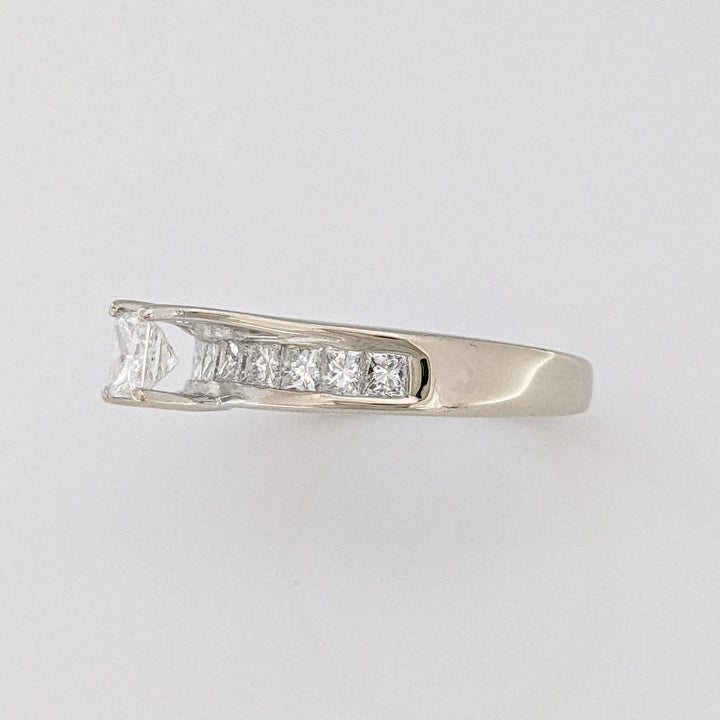 14K WHITE 1.47 CARAT TOTAL WEIGHT SI2 F PRINCESS CUT DIAMOND (12) ESTATE RING 3.7 GRAMS