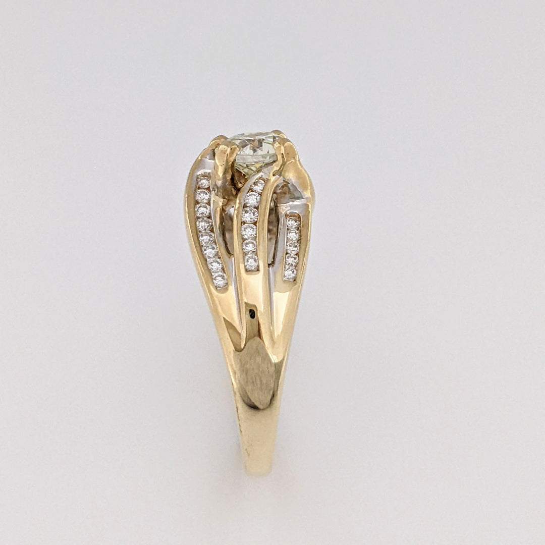 14K 1.09 CARAT TOTAL VVS1 P DIAMOND ROUND WITH .38 DIAMOND TOTAL WEIGHT 3-ROW MOUNTING ESTATE RING 7.3 GRAMS
