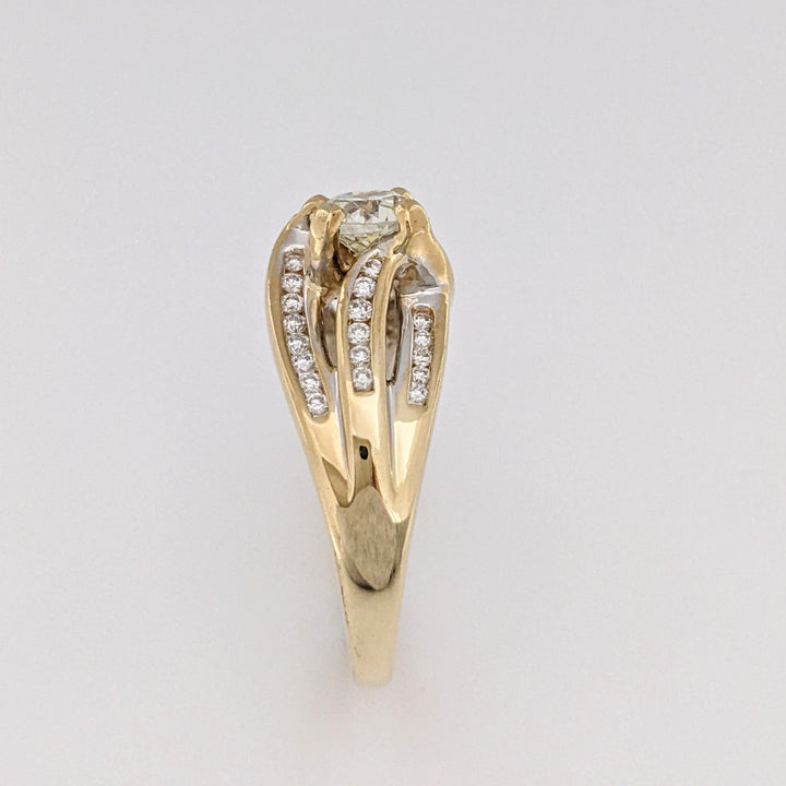 14K 1.09 CARAT TOTAL VVS1 P DIAMOND ROUND WITH .38 DIAMOND TOTAL WEIGHT 3-ROW MOUNTING ESTATE RING 7.3 GRAMS