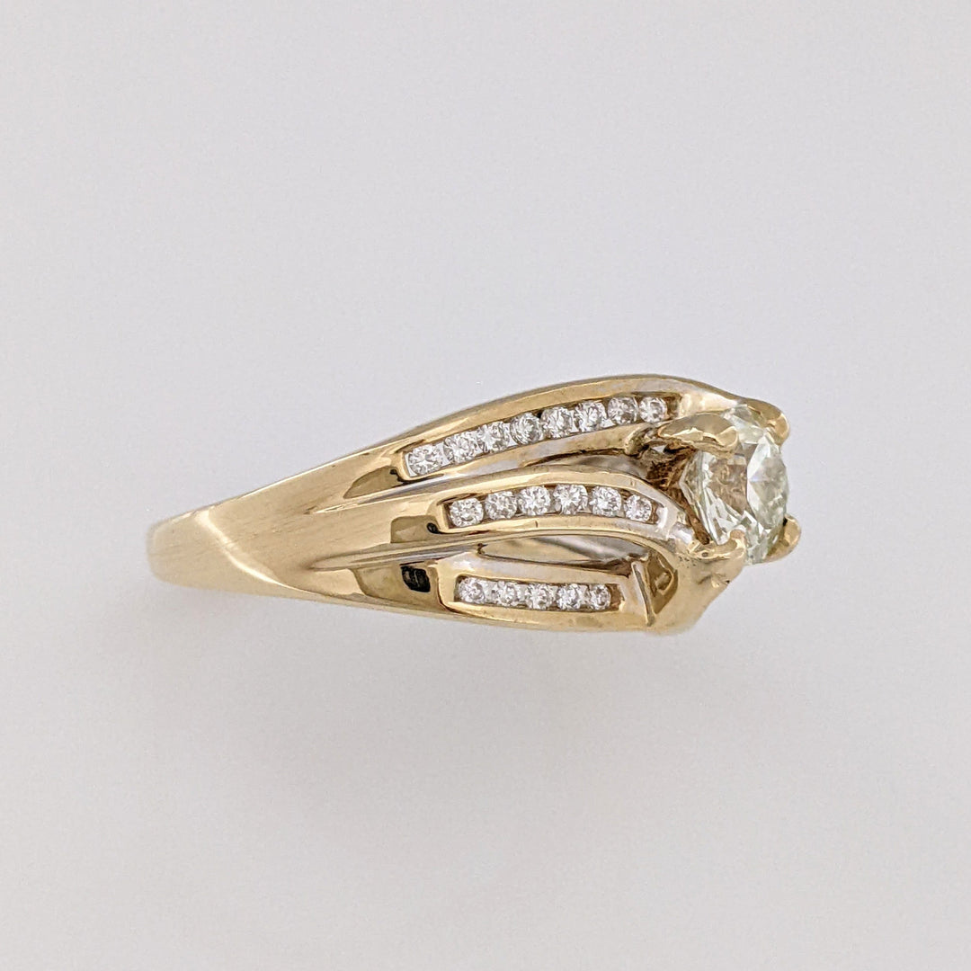 14K 1.09 CARAT TOTAL VVS1 P DIAMOND ROUND WITH .38 DIAMOND TOTAL WEIGHT 3-ROW MOUNTING ESTATE RING 7.3 GRAMS