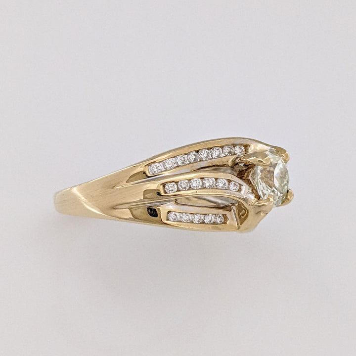 14K 1.09 CARAT TOTAL VVS1 P DIAMOND ROUND WITH .38 DIAMOND TOTAL WEIGHT 3-ROW MOUNTING ESTATE RING 7.3 GRAMS