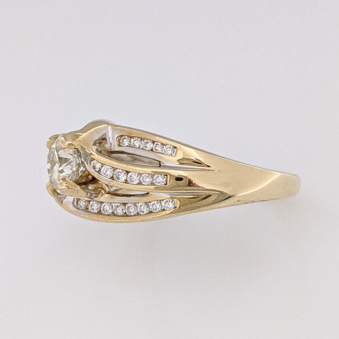 14K 1.09 CARAT TOTAL VVS1 P DIAMOND ROUND WITH .38 DIAMOND TOTAL WEIGHT 3-ROW MOUNTING ESTATE RING 7.3 GRAMS