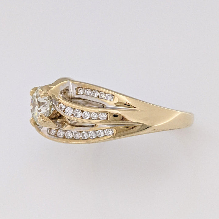 14K 1.09 CARAT TOTAL VVS1 P DIAMOND ROUND WITH .38 DIAMOND TOTAL WEIGHT 3-ROW MOUNTING ESTATE RING 7.3 GRAMS
