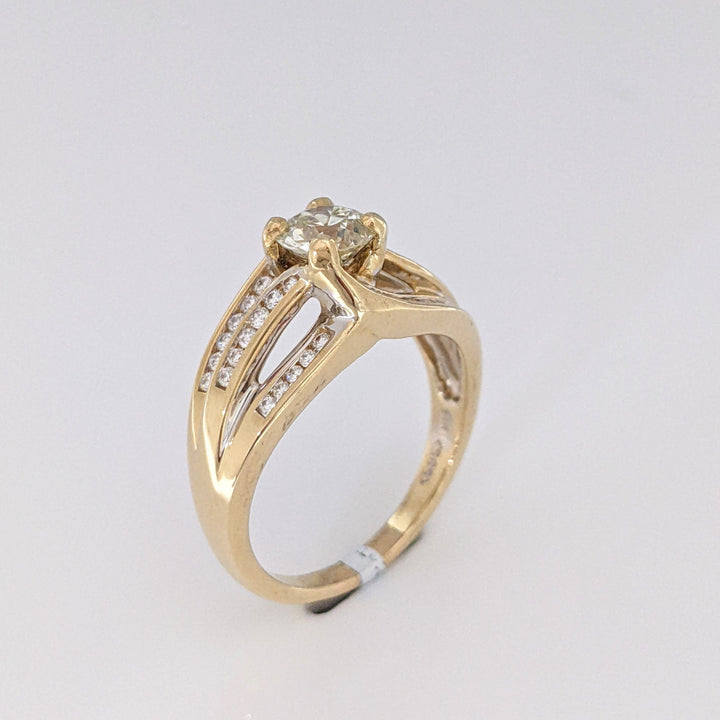 14K 1.09 CARAT TOTAL VVS1 P DIAMOND ROUND WITH .38 DIAMOND TOTAL WEIGHT 3-ROW MOUNTING ESTATE RING 7.3 GRAMS