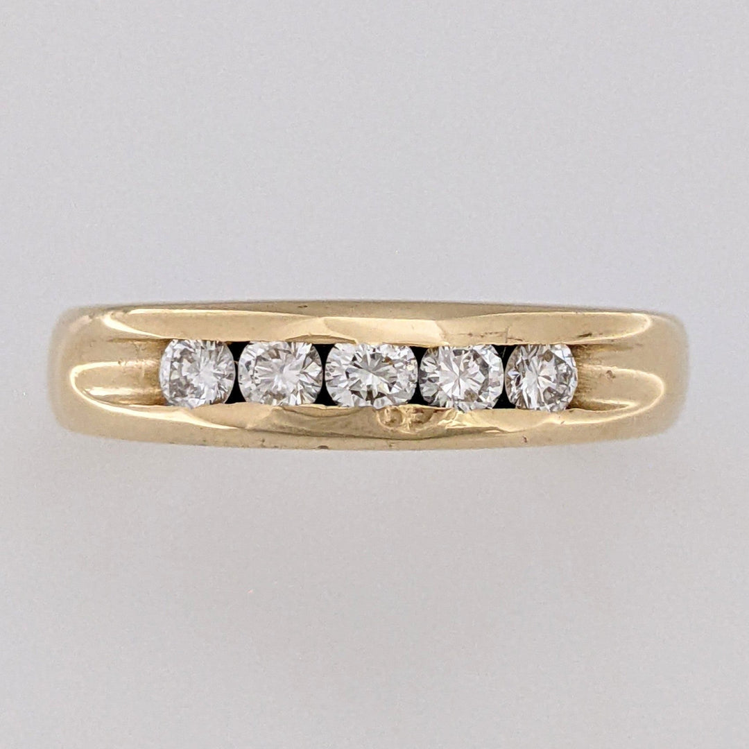 14K .50 CARAT TOTAL WEIGHT SI1 G DIAMOND ROUND (5) CHANNEL SET ESTATE BAND 5.3 GRAMS