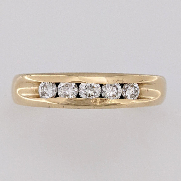14K .50 CARAT TOTAL WEIGHT SI1 G DIAMOND ROUND (5) CHANNEL SET ESTATE BAND 5.3 GRAMS