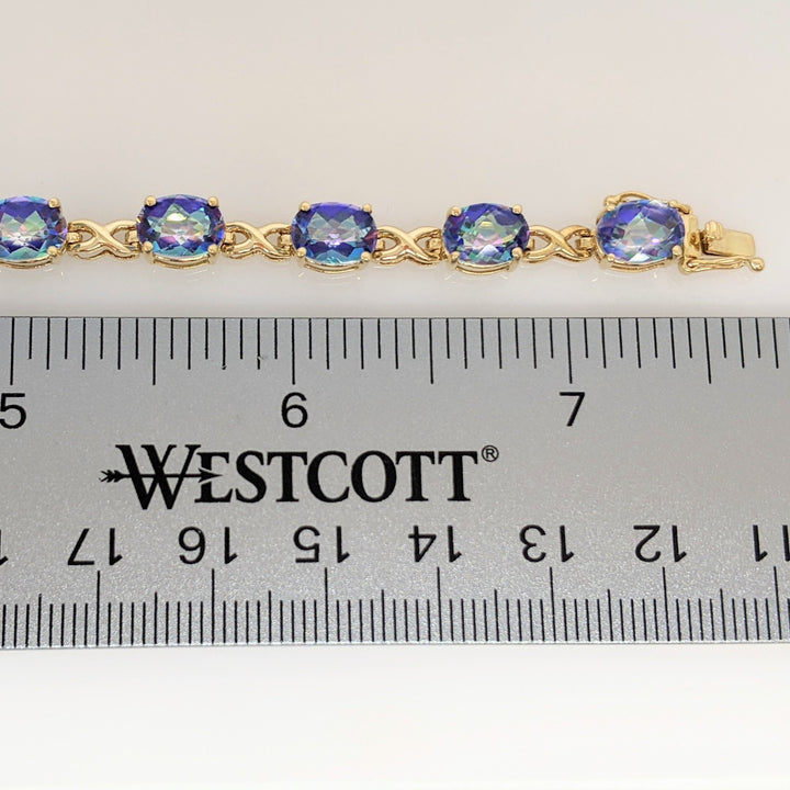 14K MYSTIC TOPAZ OVAL (13) 6X8 ESTATE BRACELET 12.1 GRAMS