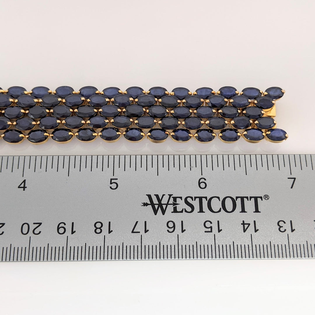 14K SAPPHIRE OVAL (124) 4X6 ESTATE BRACELET 37.5 GRAMS