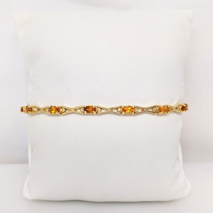 14K CITRINE OVAL (14) 3X5 "X" LINK ESTATE BRACELET 11.6 GRAMS