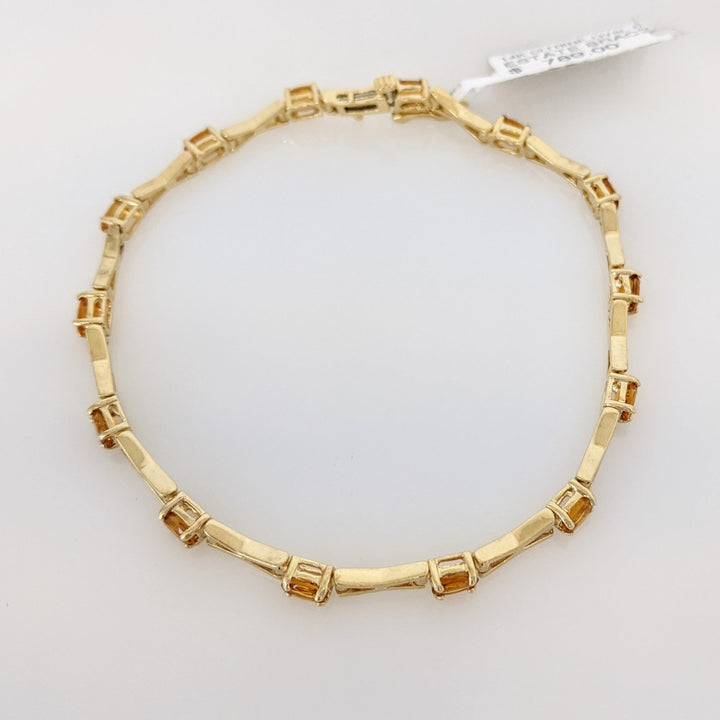 14K CITRINE OVAL (14) 3X5 "X" LINK ESTATE BRACELET 11.6 GRAMS