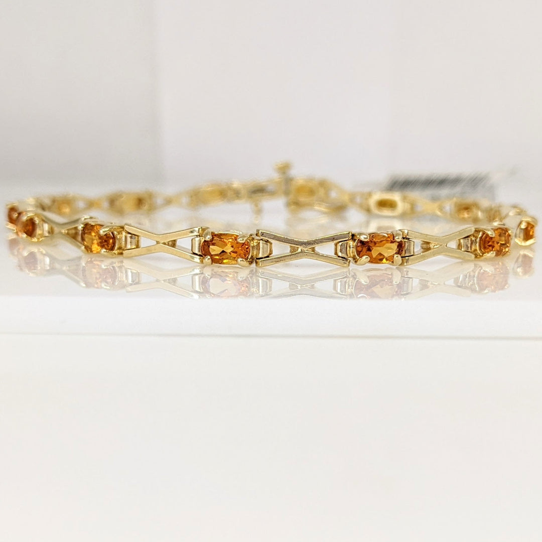 14K CITRINE OVAL (14) 3X5 "X" LINK ESTATE BRACELET 11.6 GRAMS