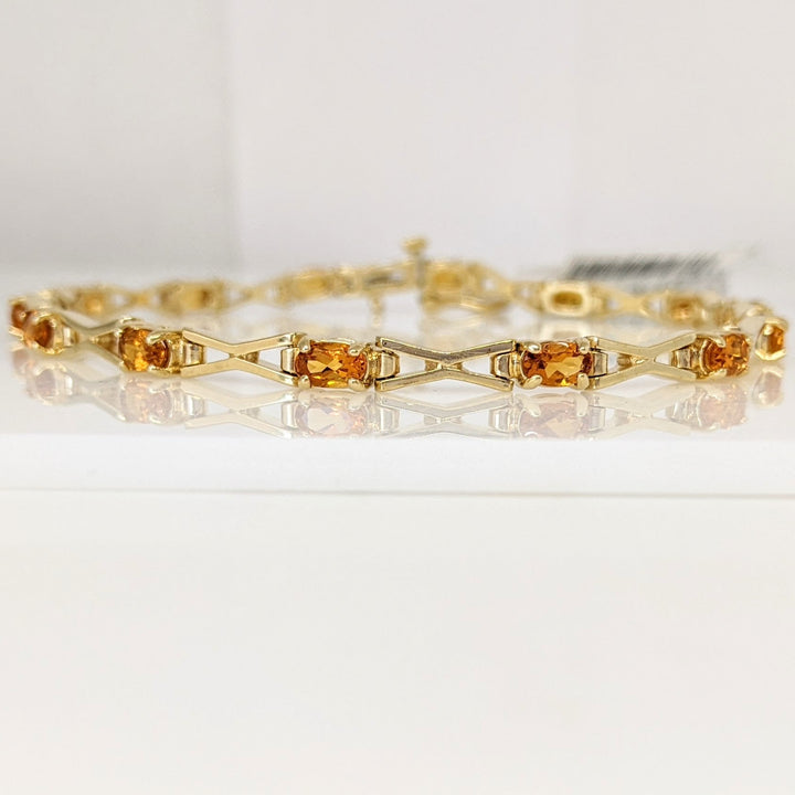 14K CITRINE OVAL (14) 3X5 "X" LINK ESTATE BRACELET 11.6 GRAMS