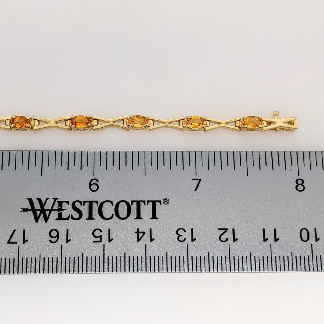 14K CITRINE OVAL (14) 3X5 "X" LINK ESTATE BRACELET 11.6 GRAMS