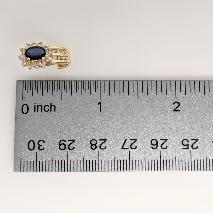 14K SAPPHIRE OVAL 4X6 WITH (36) MELEE ESTATE EARRINGS 4.7 GRAMS