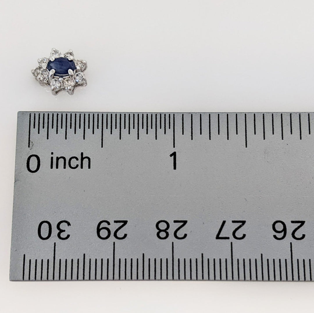14K WHITE SAPPHIRE OVAL 3X5 (2) WITH MELEE .27 DIAMOND TOTAL WEIGHT ESTATE EARRINGS 1.1 GRAMS