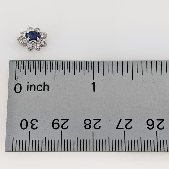 14K WHITE SAPPHIRE OVAL 3X5 (2) WITH MELEE .27 DIAMOND TOTAL WEIGHT ESTATE EARRINGS 1.1 GRAMS