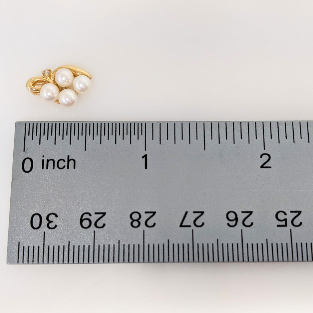 14K PEARL ROUND (8) 3-4MM CLUSTER WITH MELEE ESTATE EARRINGS 2.8 GRAMS
