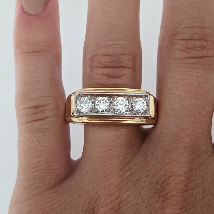 14K .95 CARAT TOTAL WEIGHT SI1 H DIAMOND ROUND (4) ESTATE BAND 8.8 GRAMS