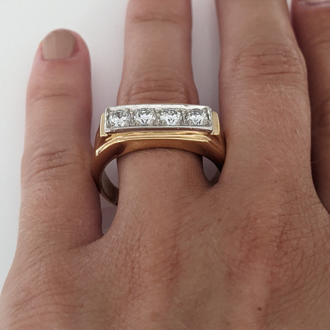14K .95 CARAT TOTAL WEIGHT SI1 H DIAMOND ROUND (4) ESTATE BAND 8.8 GRAMS