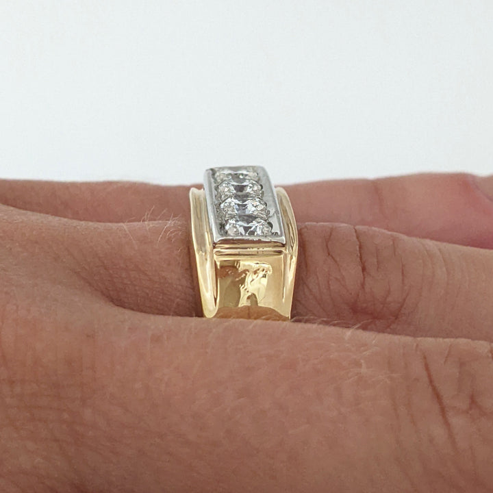 14K .95 CARAT TOTAL WEIGHT SI1 H DIAMOND ROUND (4) ESTATE BAND 8.8 GRAMS