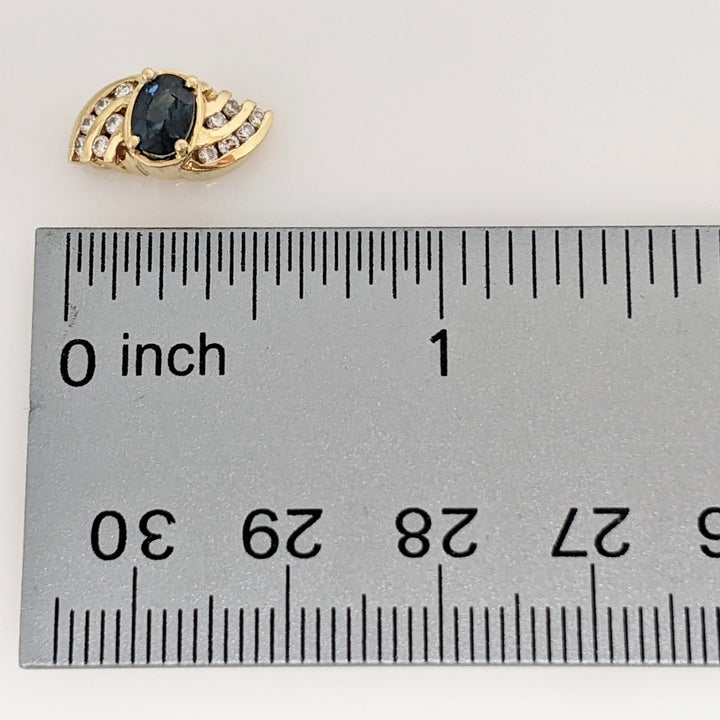 14K SAPPHIRE OVAL 4X6 (2) WITH .24 DIAMOND TOTAL WEIGHT (24) ROUND ESTATE EARRINGS 4.2 GRAMS