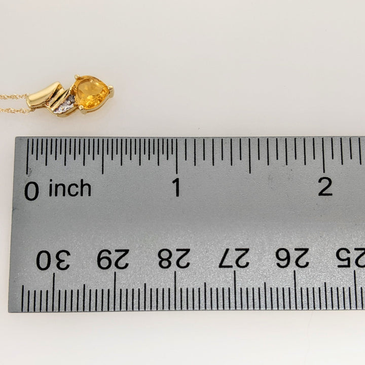 10K CITRINE HEART 6MM WITH MELEE ESTATE PENDANT & CHAIN 1.4 GRAMS