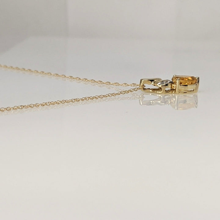 10K CITRINE HEART 6MM WITH MELEE ESTATE PENDANT & CHAIN 1.4 GRAMS