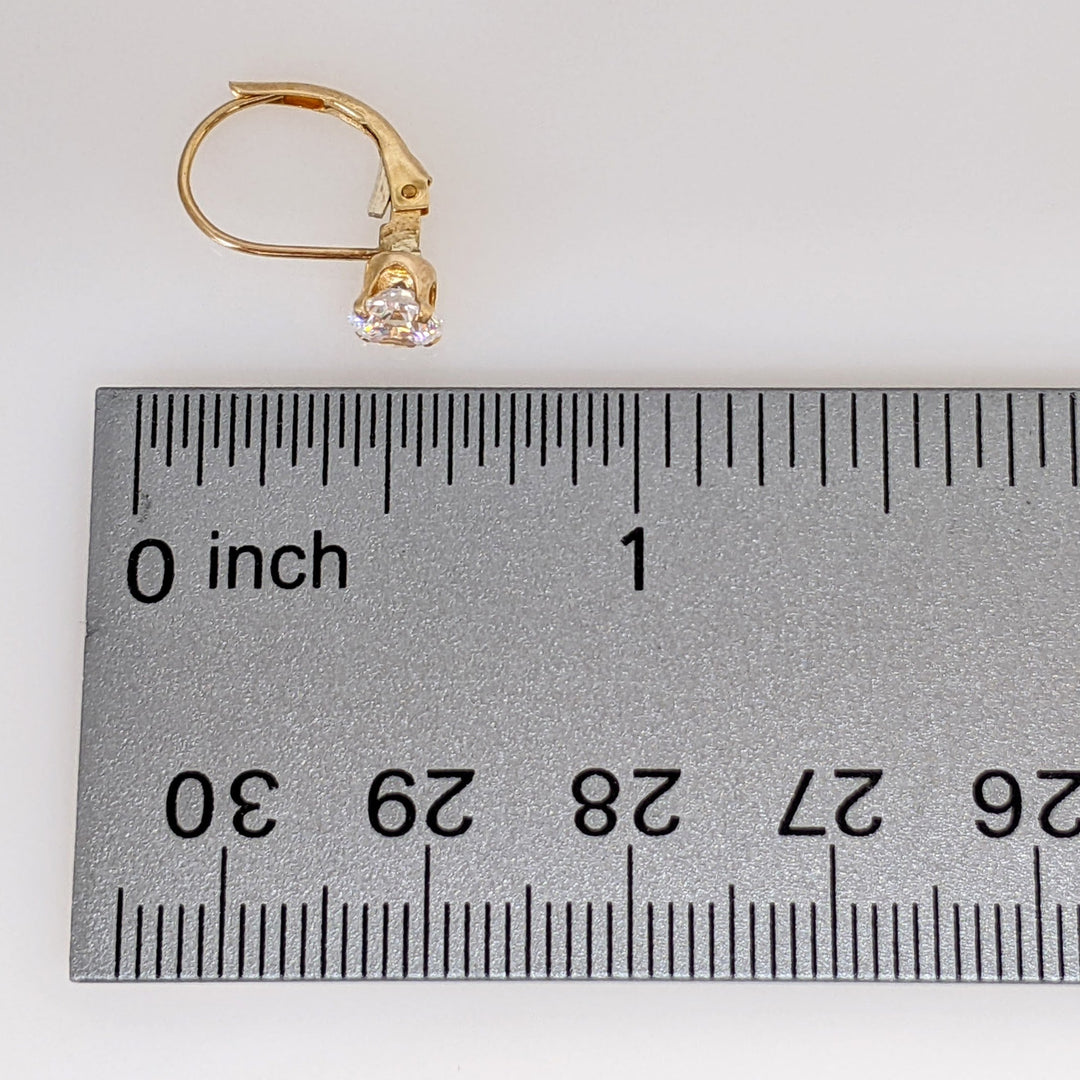 14K CUBIC ZIRCONIA ROUND 5MM ESTATE LEVERBACK EARRINGS 1.0 GRAMS