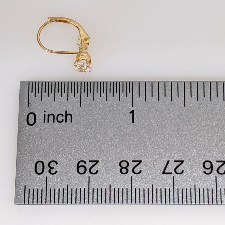 14K CUBIC ZIRCONIA ROUND 5MM ESTATE LEVERBACK EARRINGS 1.0 GRAMS