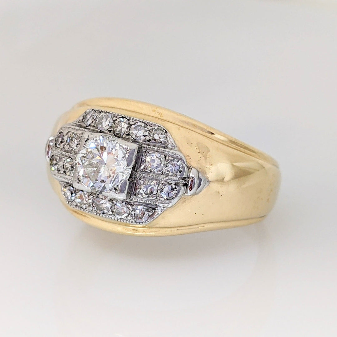 14K .87 CARAT TOTAL WEIGHT SI2 J DIAMOND ROUND (19) ESTATE RING 12.6 GRAMS