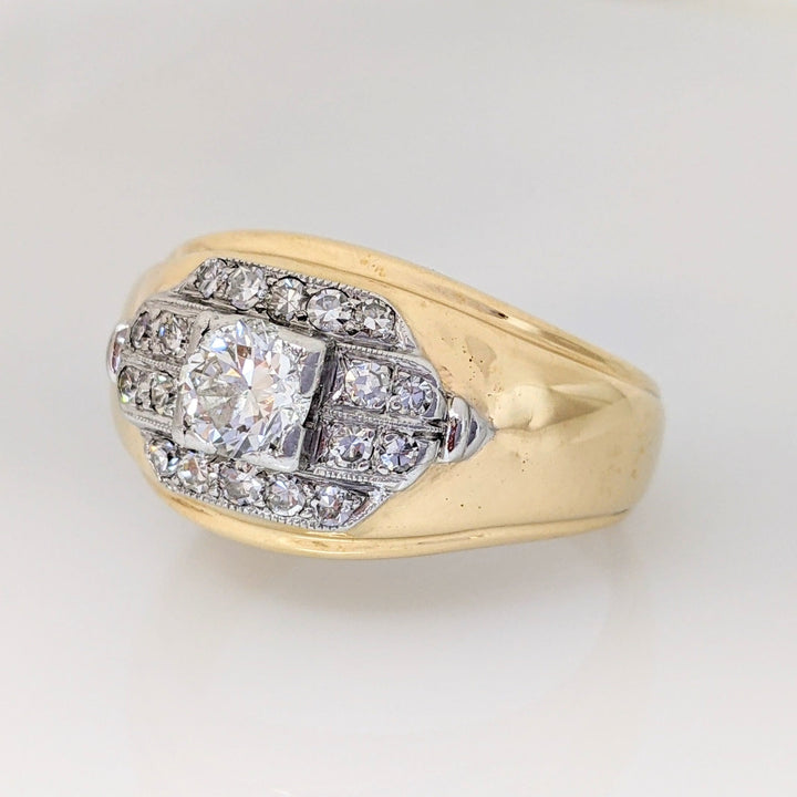 14K .87 CARAT TOTAL WEIGHT SI2 J DIAMOND ROUND (19) ESTATE RING 12.6 GRAMS