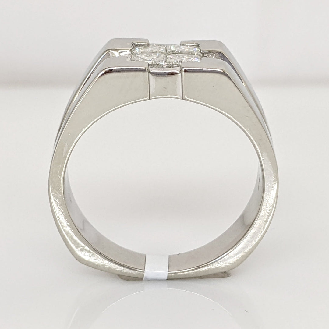 14K WHITE 1.00 CARAT TOTAL WEIGHT VS1 G DIAMOND PRINCESS CUT (4) ESTATE RING 10.1 GRAMS