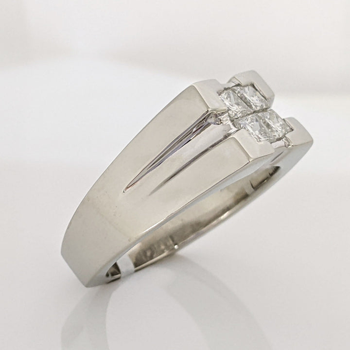 14K WHITE 1.00 CARAT TOTAL WEIGHT VS1 G DIAMOND PRINCESS CUT (4) ESTATE RING 10.1 GRAMS