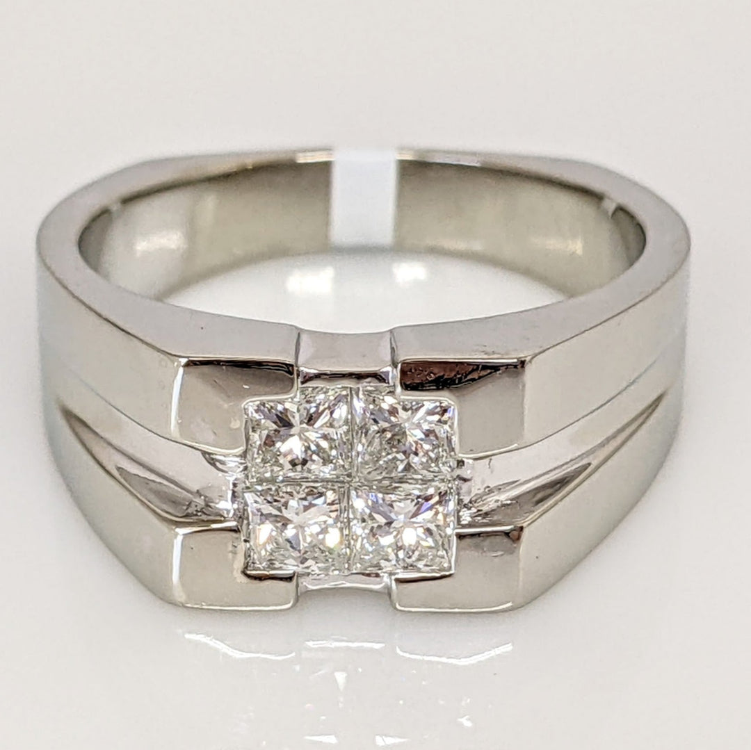 14K WHITE 1.00 CARAT TOTAL WEIGHT VS1 G DIAMOND PRINCESS CUT (4) ESTATE RING 10.1 GRAMS