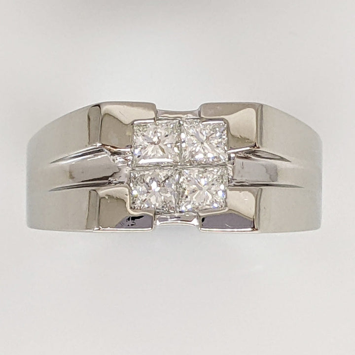 14K WHITE 1.00 CARAT TOTAL WEIGHT VS1 G DIAMOND PRINCESS CUT (4) ESTATE RING 10.1 GRAMS