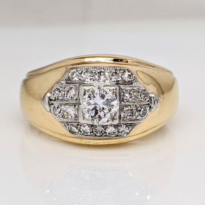 14K .87 CARAT TOTAL WEIGHT SI2 J DIAMOND ROUND (19) ESTATE RING 12.6 GRAMS