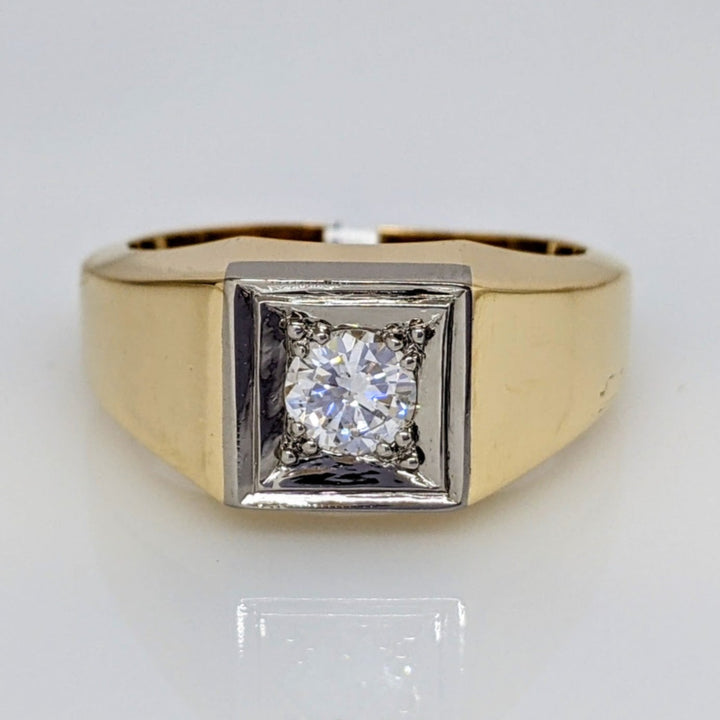 14K .47 CARAT TOTAL SI2 H DIAMOND ROUND SQUARE TOP ESTATE RING 10.7 GRAMS