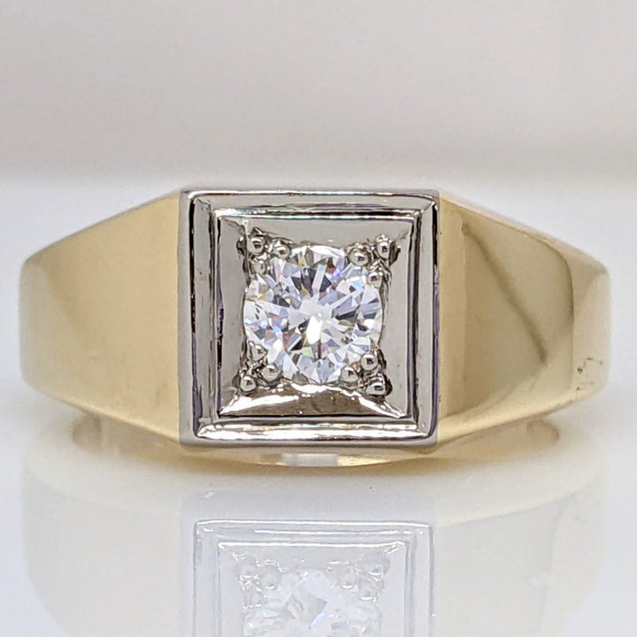 14K .47 CARAT TOTAL SI2 H DIAMOND ROUND SQUARE TOP ESTATE RING 10.7 GRAMS