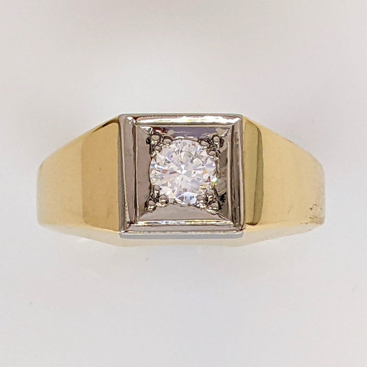 14K .47 CARAT TOTAL SI2 H DIAMOND ROUND SQUARE TOP ESTATE RING 10.7 GRAMS