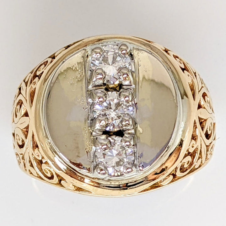 14K .69 CARAT TOTAL WEIGHT SI1-SI2 G DIAMOND ROUND (3) ESTATE RING 9.4 GRAMS