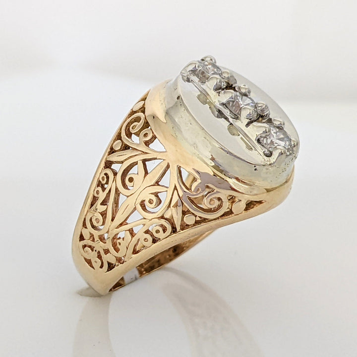 14K .69 CARAT TOTAL WEIGHT SI1-SI2 G DIAMOND ROUND (3) ESTATE RING 9.4 GRAMS