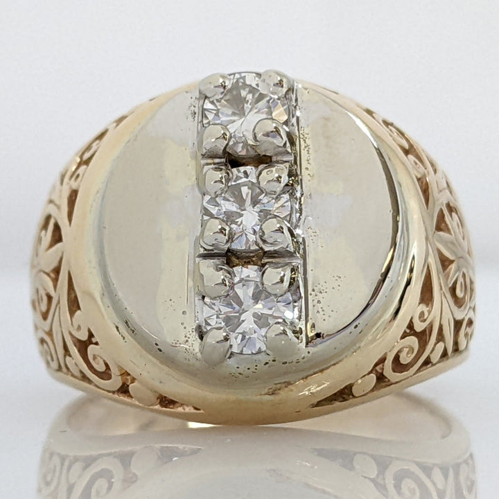 14K .69 CARAT TOTAL WEIGHT SI1-SI2 G DIAMOND ROUND (3) ESTATE RING 9.4 GRAMS