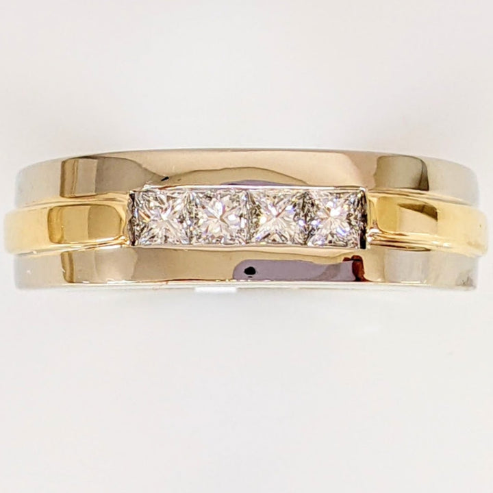 14K TWO-TONE .56 CARAT TOTAL WEIGHT VS2 H DIAMOND PRINCESS CUT (4) ESTATE BAND 11.2 GRAMS