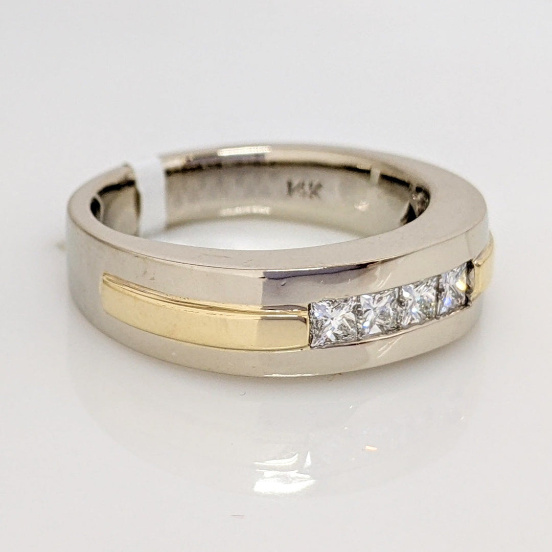 14K TWO-TONE .56 CARAT TOTAL WEIGHT VS2 H DIAMOND PRINCESS CUT (4) ESTATE BAND 11.2 GRAMS