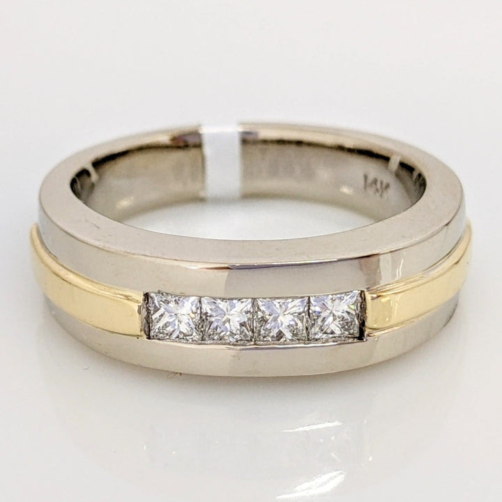 14K TWO-TONE .56 CARAT TOTAL WEIGHT VS2 H DIAMOND PRINCESS CUT (4) ESTATE BAND 11.2 GRAMS