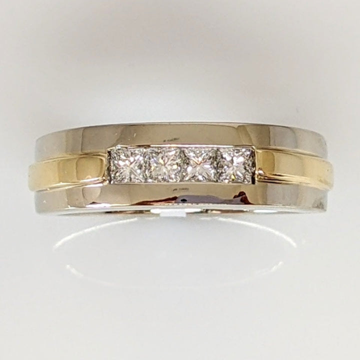 14K TWO-TONE .56 CARAT TOTAL WEIGHT VS2 H DIAMOND PRINCESS CUT (4) ESTATE BAND 11.2 GRAMS