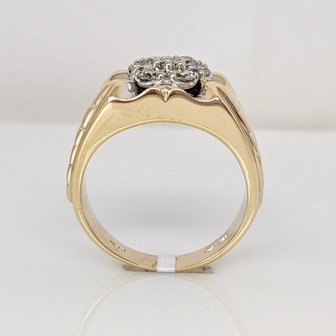 10K .70 CARAT TOTAL WEIGHT SI2 I DIAMOND ROUND (7) CLUSTER ESTATE RING 10.7 GRAMS