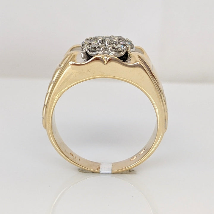 10K .70 CARAT TOTAL WEIGHT SI2 I DIAMOND ROUND (7) CLUSTER ESTATE RING 10.7 GRAMS