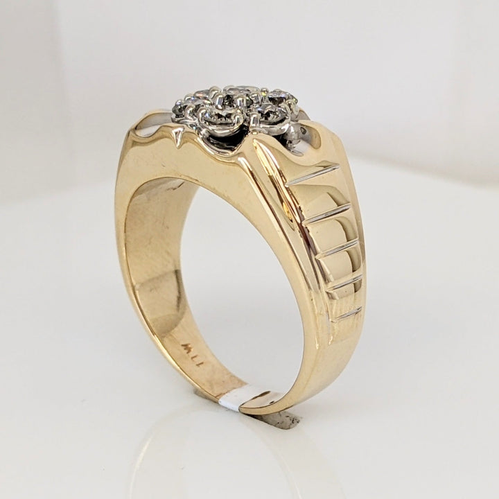 10K .70 CARAT TOTAL WEIGHT SI2 I DIAMOND ROUND (7) CLUSTER ESTATE RING 10.7 GRAMS