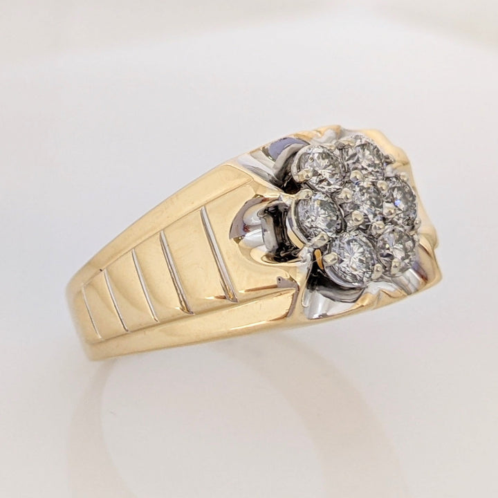 10K .70 CARAT TOTAL WEIGHT SI2 I DIAMOND ROUND (7) CLUSTER ESTATE RING 10.7 GRAMS